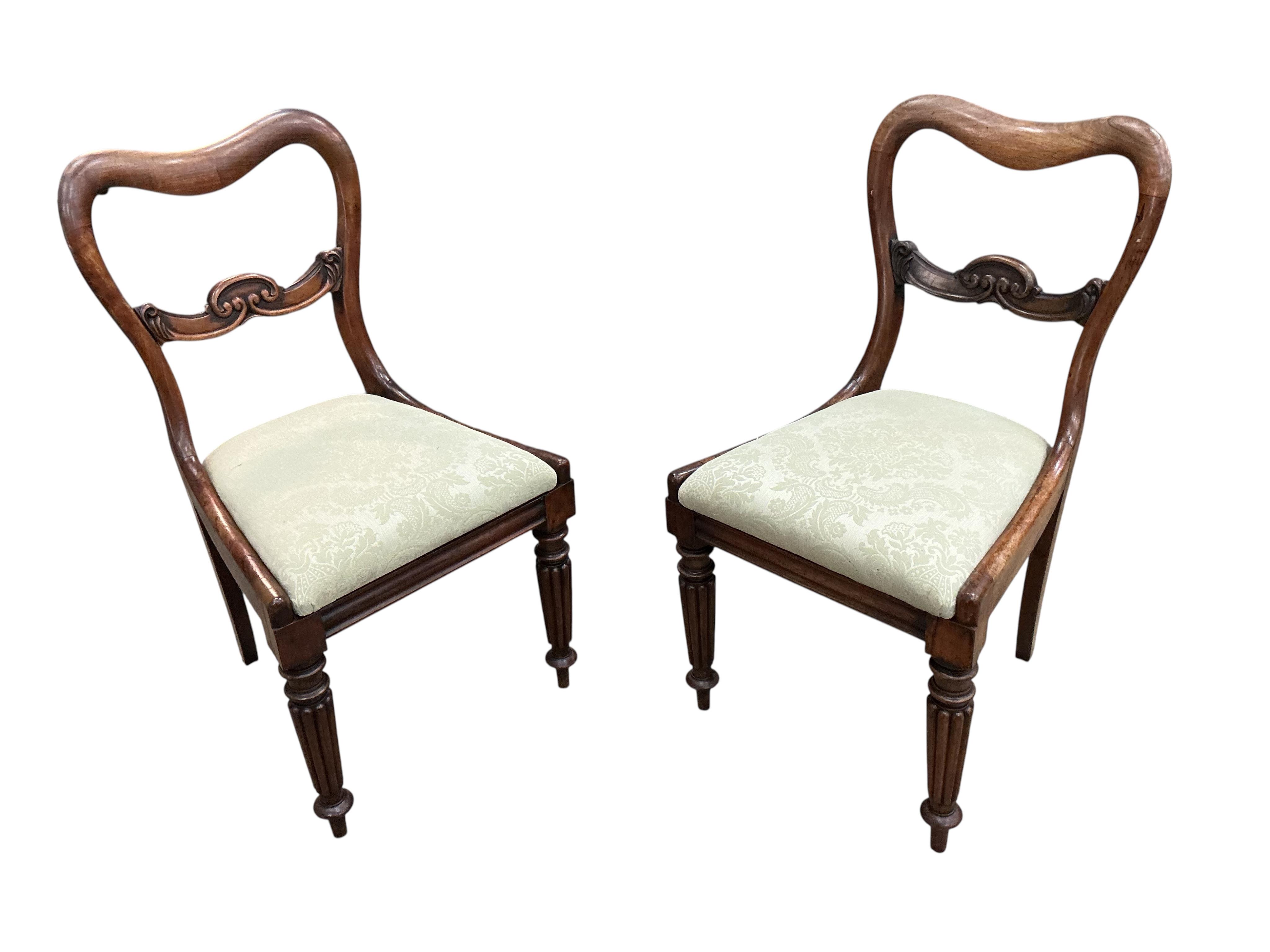 A set of six early Victorian rosewood dining chairs